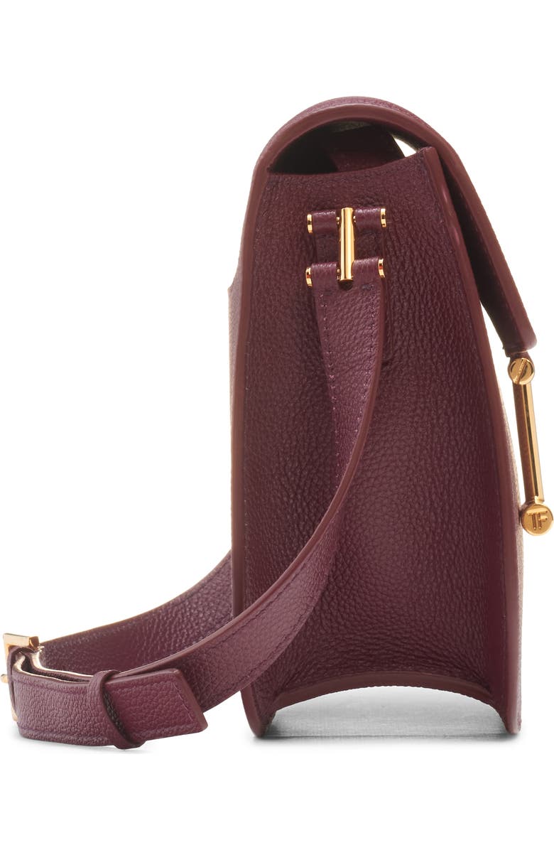 TOM FORD Mini Tara Grained Leather Crossbody Bag, Alternate, color, 1R025 Red Plum