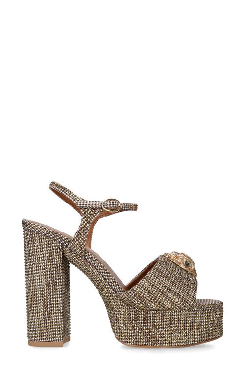 Kurt Geiger London Womens Beige Kensington Houndstooth Woven Platform Sandals In Brown