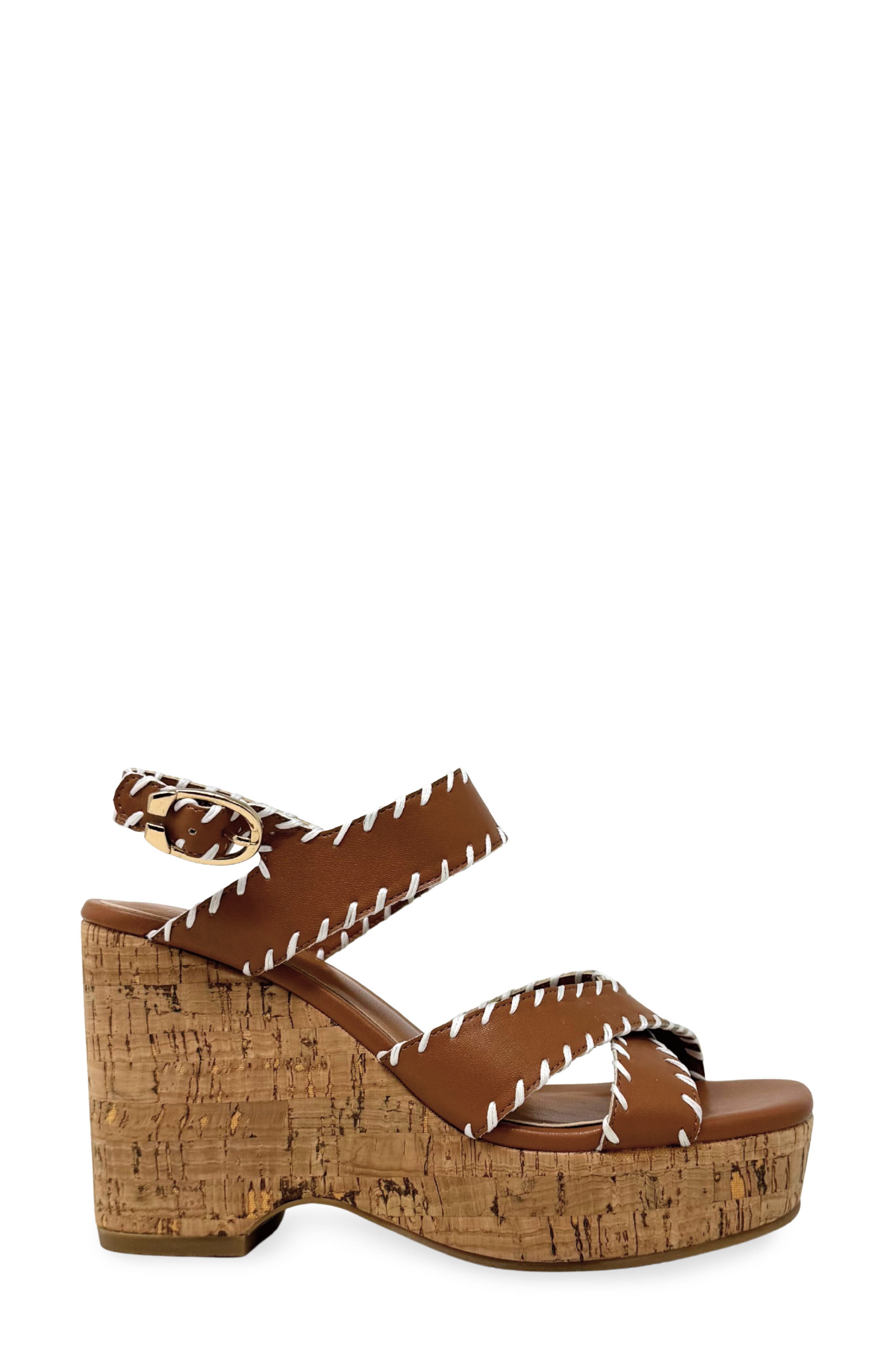 SHUSHOP Jada Ankle Strap Platform Wedge Sandal, Alternate, color, Camel