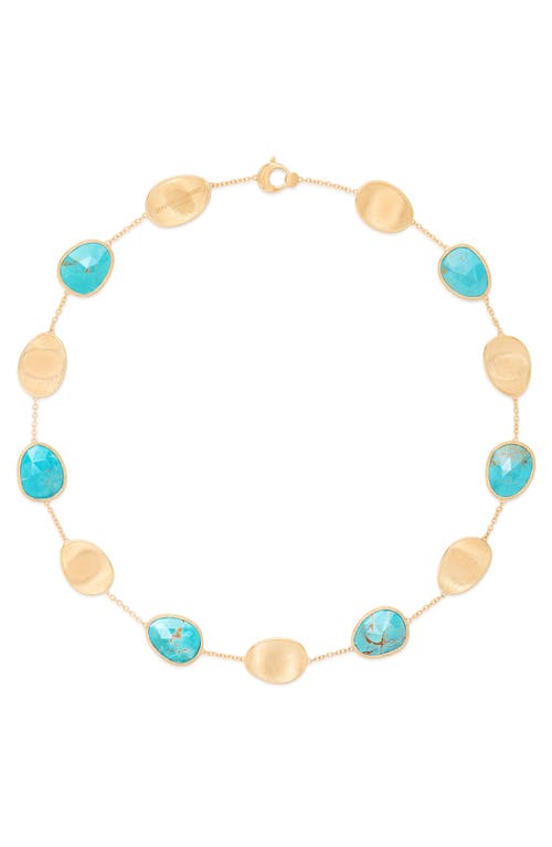 Marco Bicego Lunaria Turquoise Station Collar Necklace In Gold/turquoise