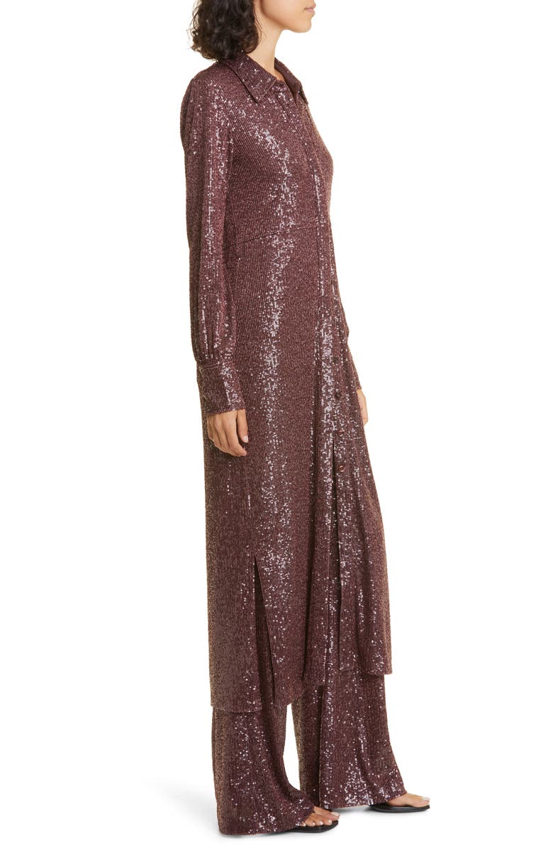 Cara Cara Margaret Long Sleeve Sequin Shirtdress, Alternate, color,