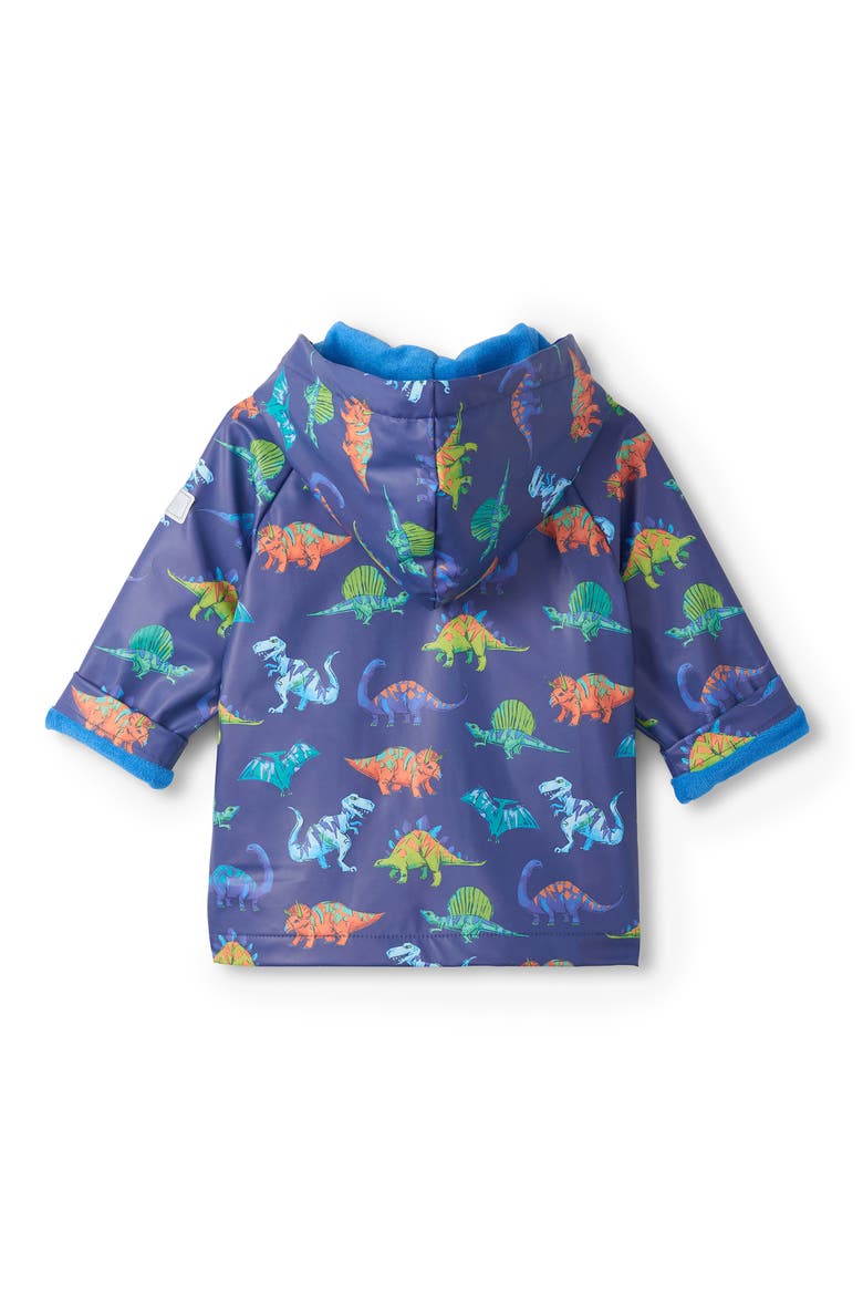 Kids' Dino Party Waterproof Hooded Rain Coat, Alternate, color, BLUE