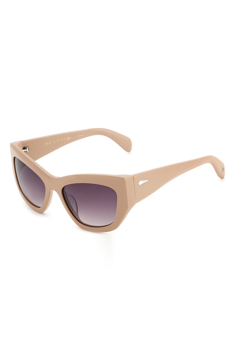 rag & bone 56mm Gradient Cat Eye Sunglasses, Alternate, color, Beige