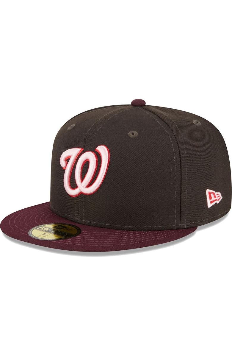 New Era Men's New Era Brown/Maroon Washington Nationals Chocolate Strawberry 59FIFTY Fitted Hat, Alternate, color, 