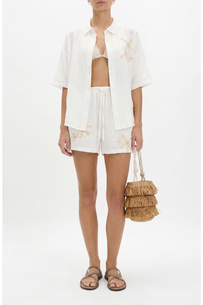 Embroidered Beach Shorts, Alternate, color, SOFT WHITE