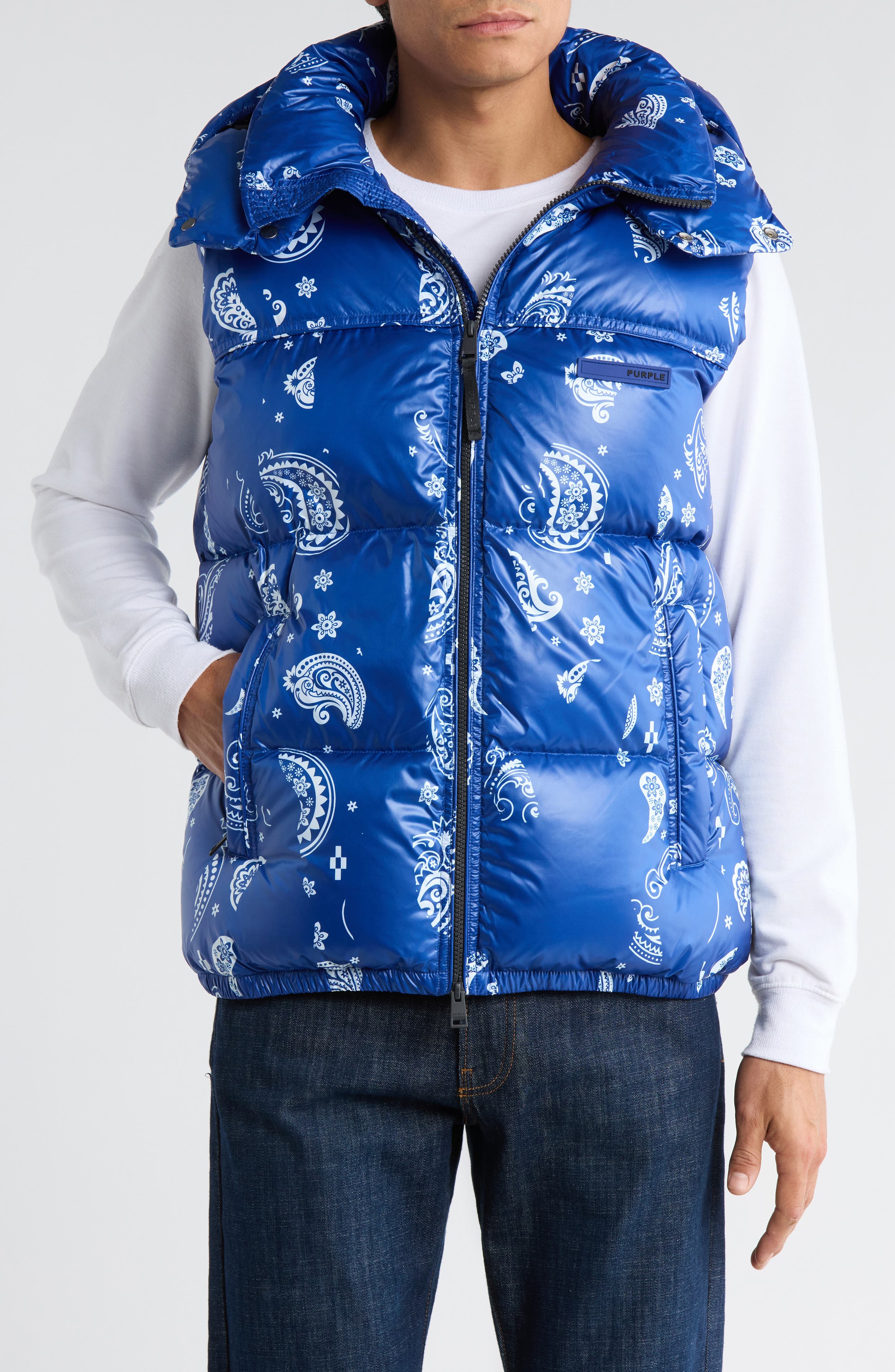 PURPLE BRAND Hooded Down Puffer Vest