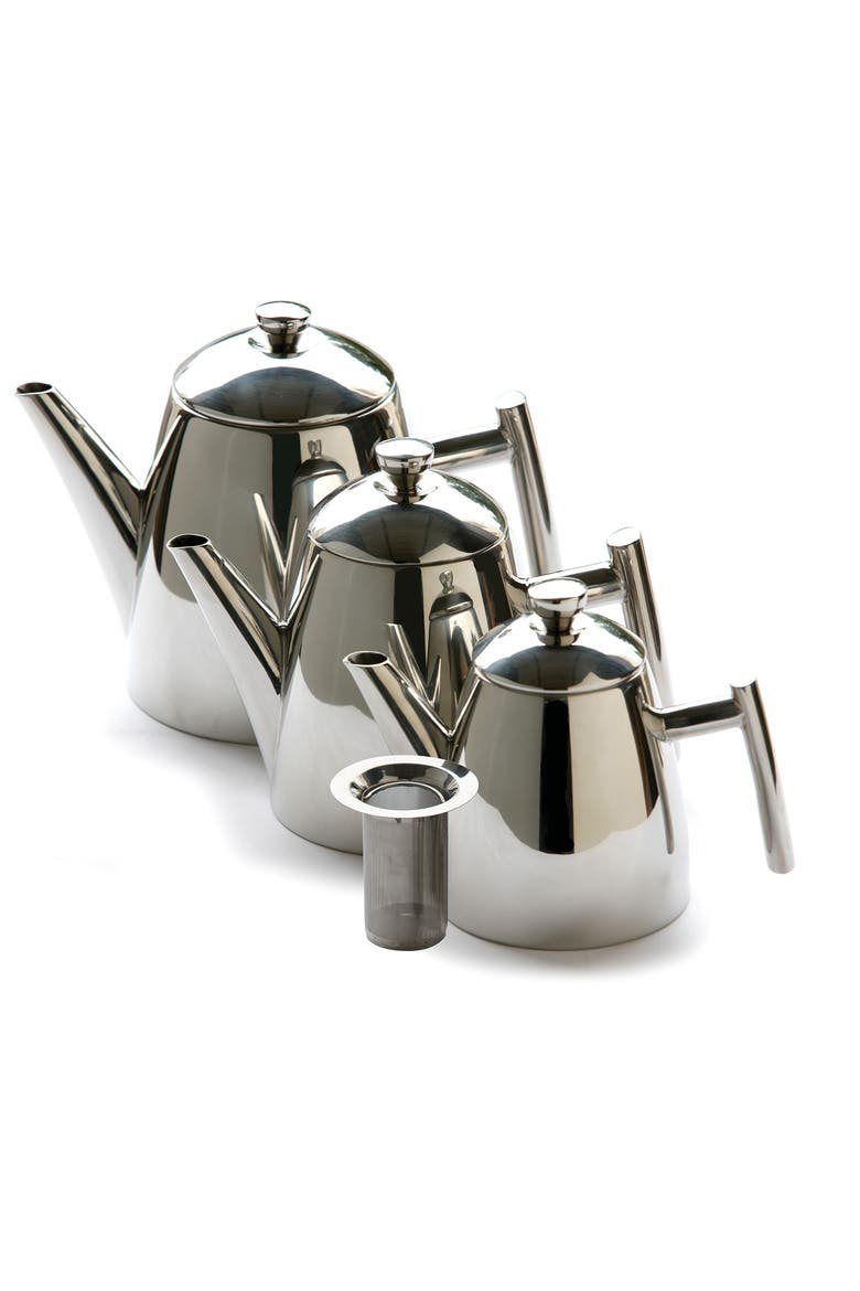 Primo 18/10 Stainless Steel Teapot with Infuser, Mirror Finish, 14 oz, Alternate, color, Silver
