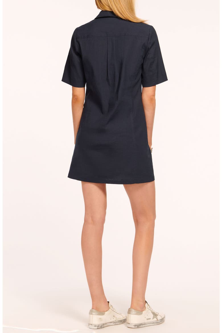 Tunechi Half Zip Linen Blend Shift Dress, Alternate, color, NAVY