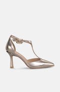 Alma en Pena Metallic Pumps With Rhinestone Buckle