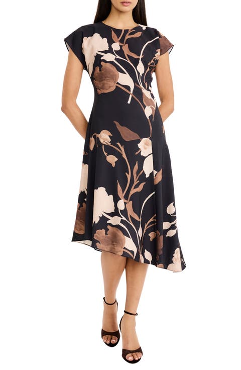 Floral Print Asymmetric Dress