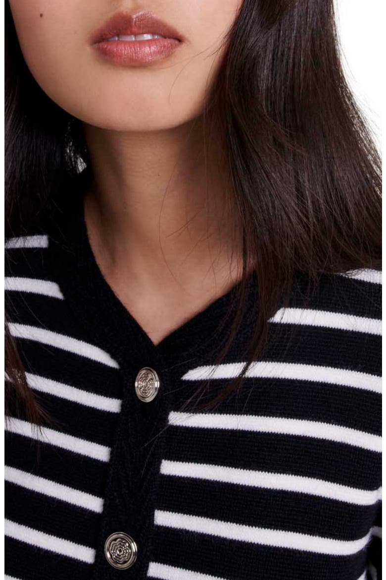 Striped cardigan, Alternate, color, Black/ecru