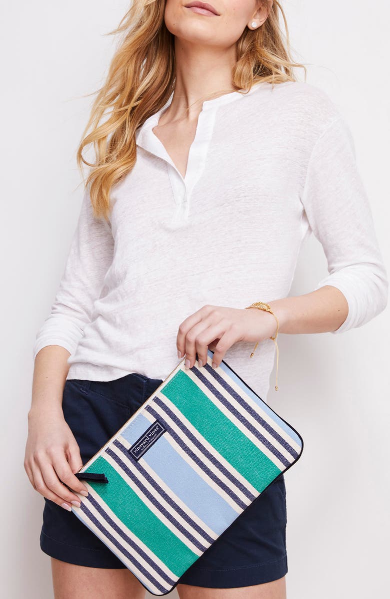 vineyard vines Blocked Stripe Zip Pouch, Alternate, color,