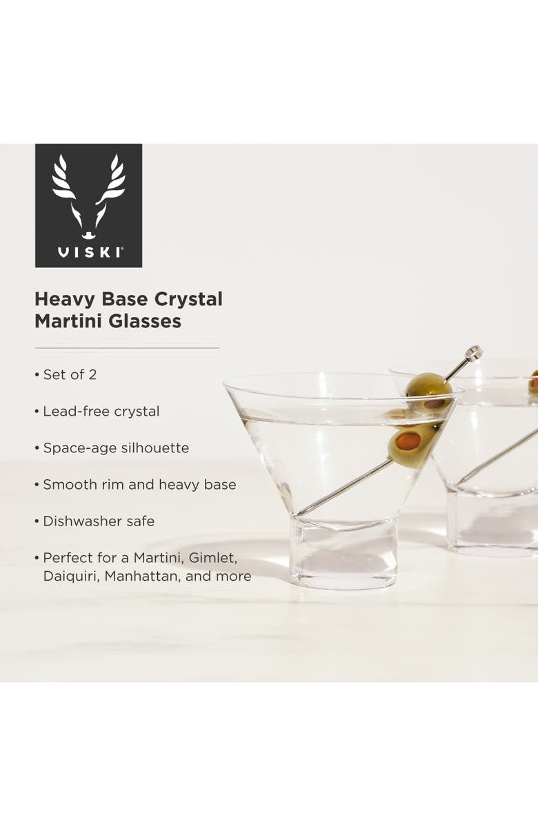 Viski Raye Crystal Heavy Base Martini Glasses Set of 2, Alternate, color, Clear