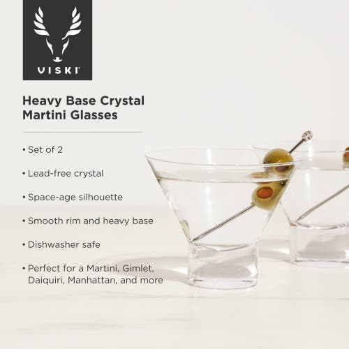 Viski Raye Crystal Heavy Base Martini Glasses Set Of 2 In Clear