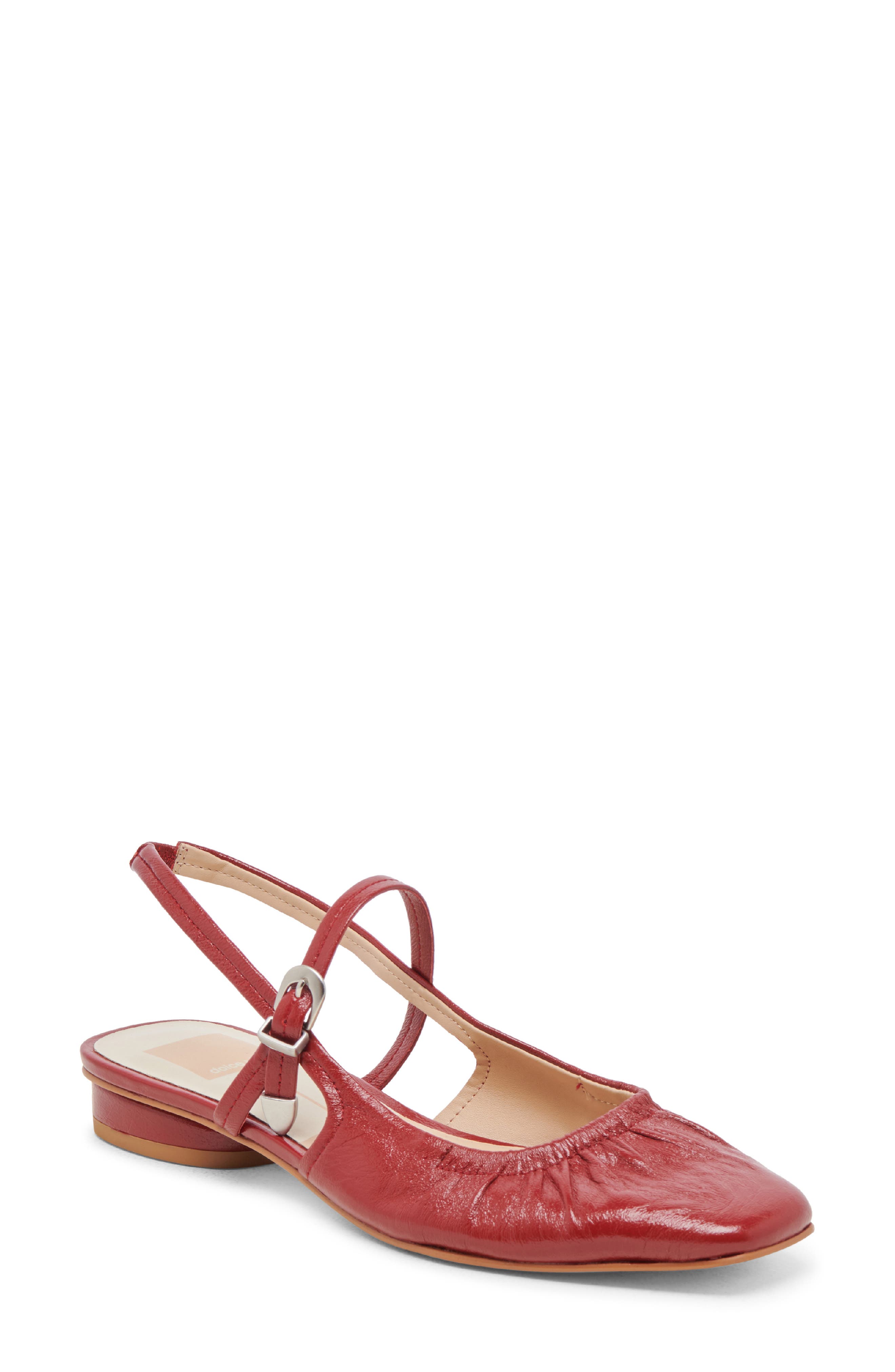 Rianne Slingback Mary Jane Flat, Main, color, RED CRINKLE PATENT