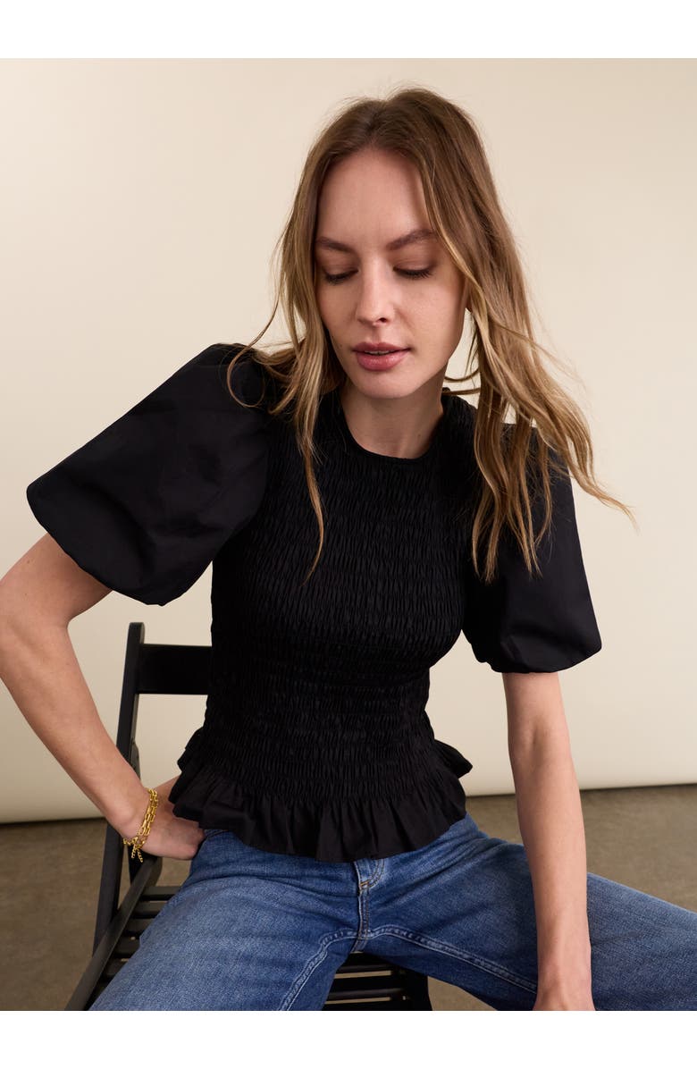 Baukjen Lillie Organic Smocked Top, Alternate, color, Caviar Black