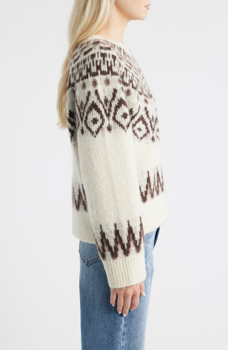 Madewell Fair Isle Wool & Alpaca Blend Sweater, Alternate, color, White And Brown Fair Isle