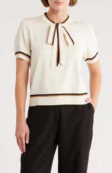 Double Tipped Tie Neck Sweater