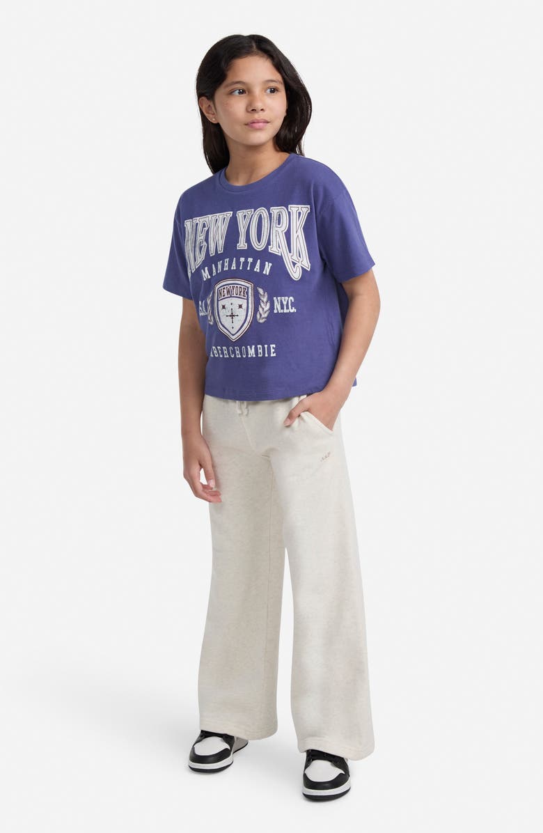 abercrombie kids Kids' Essential Wide Leg Fleece Sweatpants, Alternate, color, Oatmeal Heather