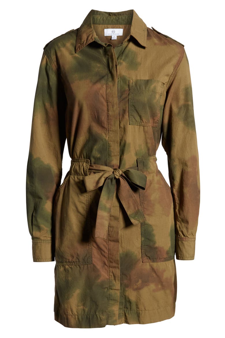 Justine Watercolor Camo Long Sleeve Cotton Shirtdress, Alternate, color, WATERCOLOR CAMO