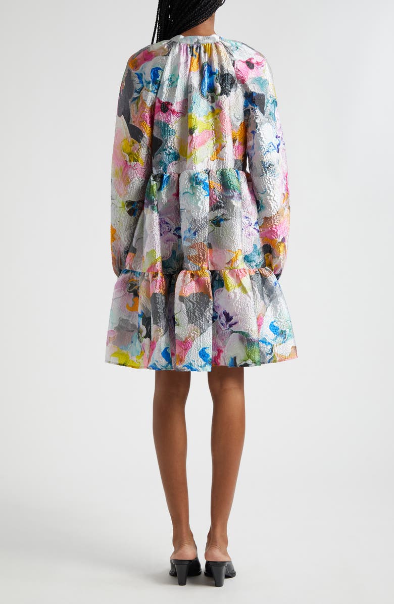 Stine Goya Jasmine Orchid Print Long Sleeve Cloqué Tiered Dress, Alternate, color,