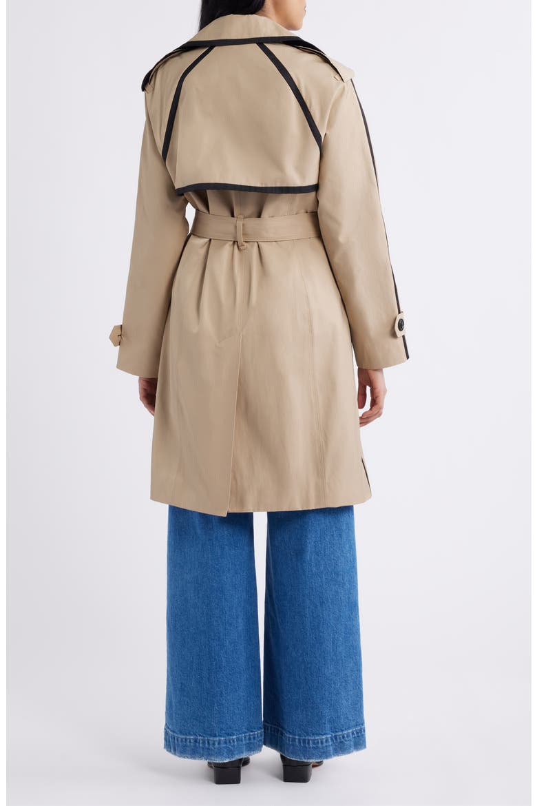 Double Breasted Trench Coat, Alternate, color, STONE/ BLACK