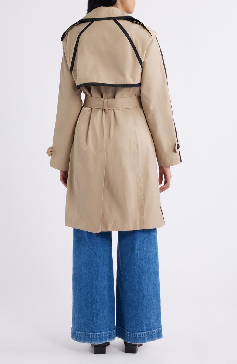 London Fog Double Breasted Trench Coat, Alternate, color, Stone/ Black