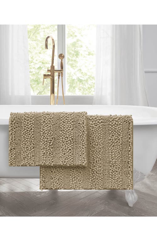 Laura Ashley Chenille Set Of 2 Bath Rugs In Linen