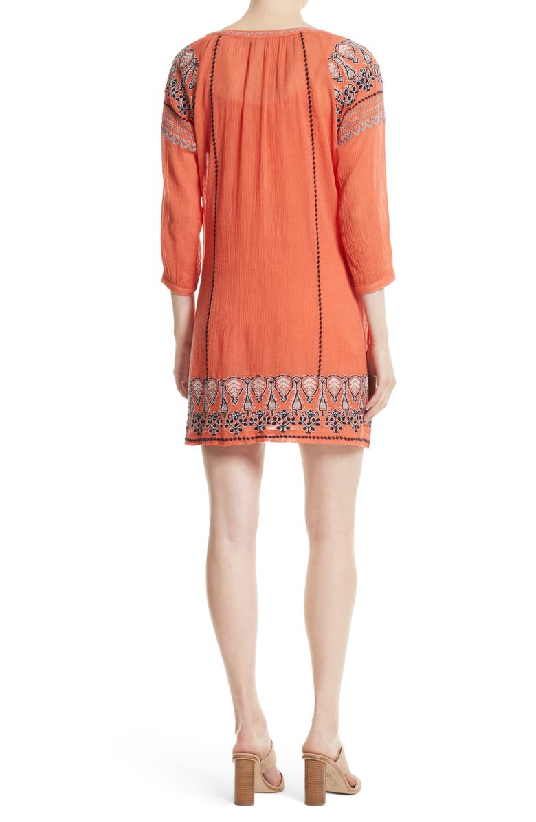 Joie Nieva Embroidered Cotton Shift Dress, Alternate, color,