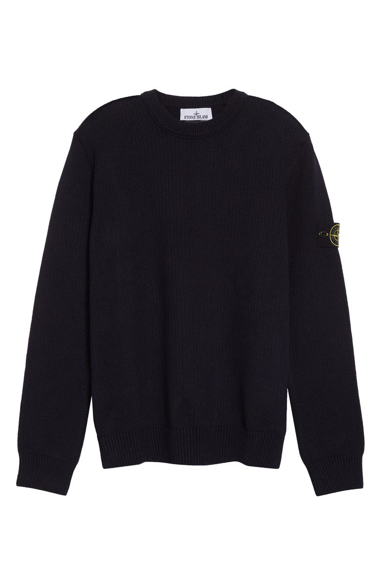 Stone Island Compass Logo Patch Cotton Blend Crewneck Sweater, Alternate, color, V0020 Navy Blue