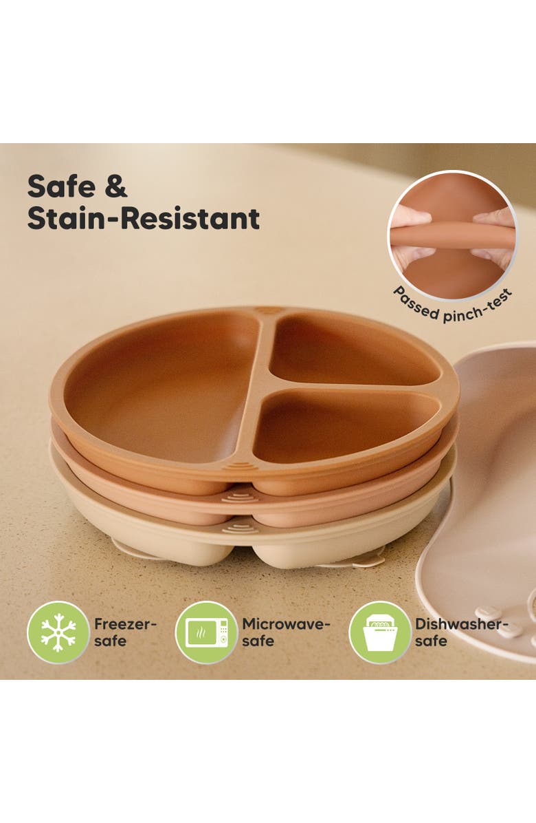 KeaBabies 3-Pack Prep Silicone Suction Plates, Alternate, color, Terracotta