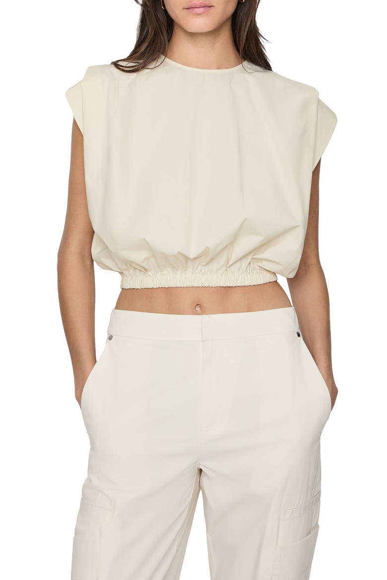Holly Pleated Poplin Crop Top, Main, color, WHISPER