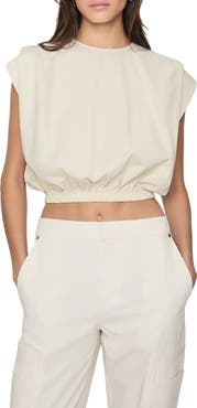 Rebecca Minkoff Holly Pleated Poplin Crop Top