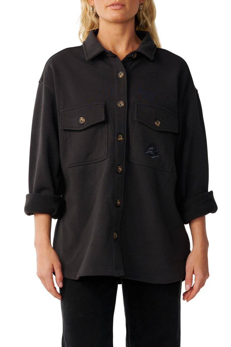 Retro Swell Fleece Shirt Jacket, Main, color, WASHED BLACK