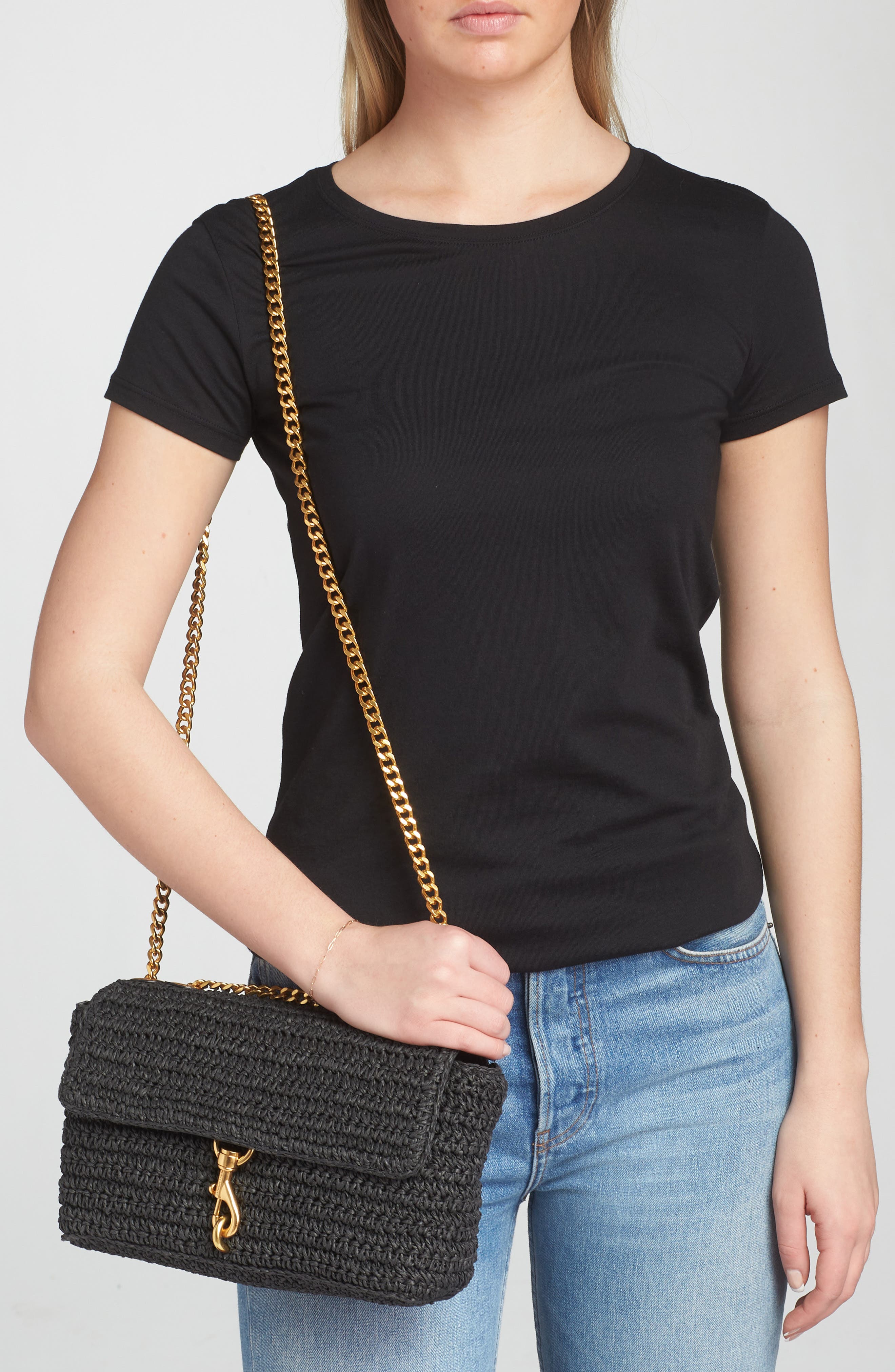 Rebecca Minkoff Medium Edie Straw Convertible Crossbody Bag, Alternate, color, 