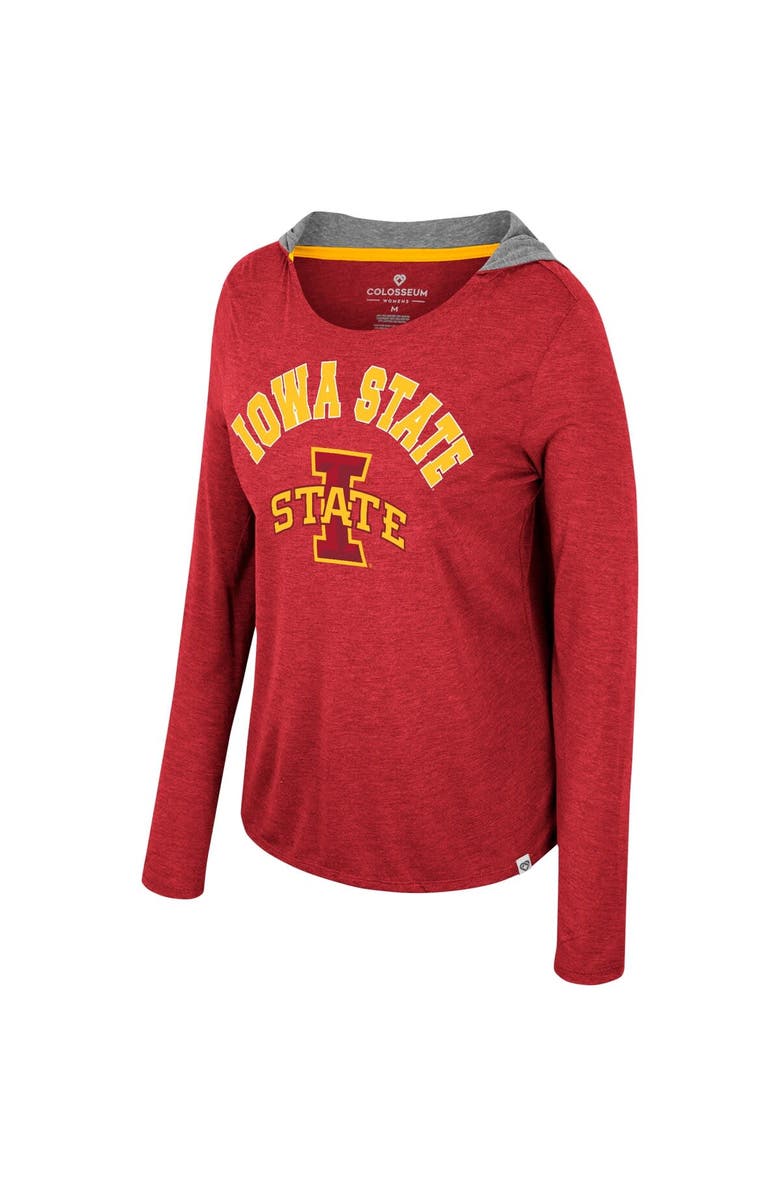 COLOSSEUM Women's Colosseum  Cardinal Iowa State Cyclones Distressed Heather Long Sleeve Hoodie T-Shirt, Alternate, color, Cardinal