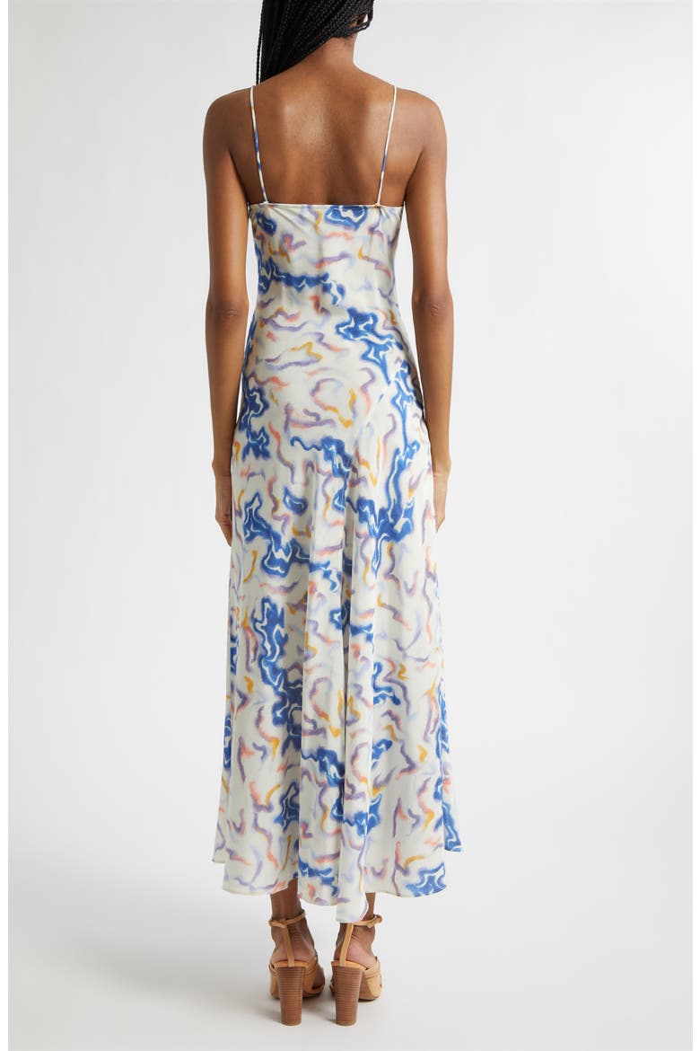 Thais Ikat Wave Print Silk Crêpe de Chine Slipdress, Alternate, color, PRISM