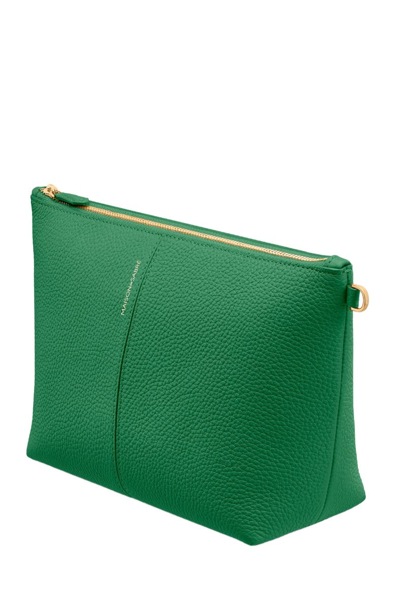 Medium Leather Flaire Pouch, Alternate, color, Emerald Green