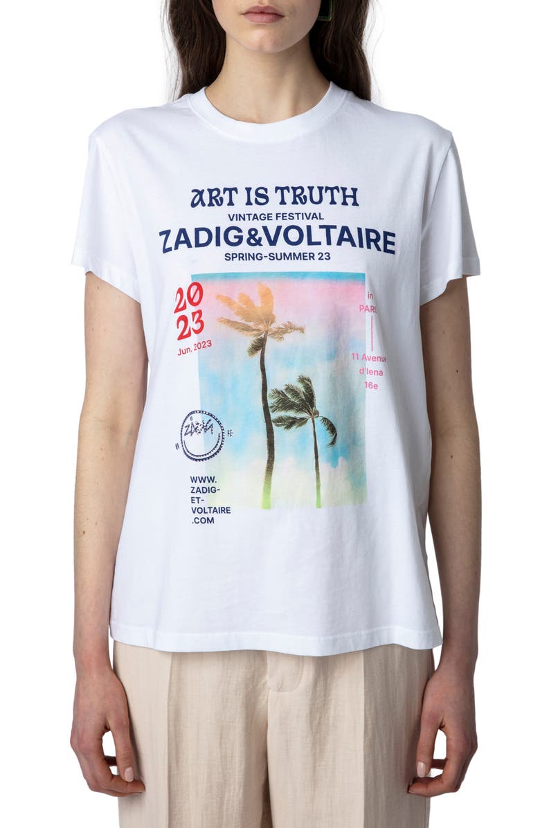 Zadig & Voltaire Zoe Photoprint Palmier Graphic T-Shirt, Main, color,