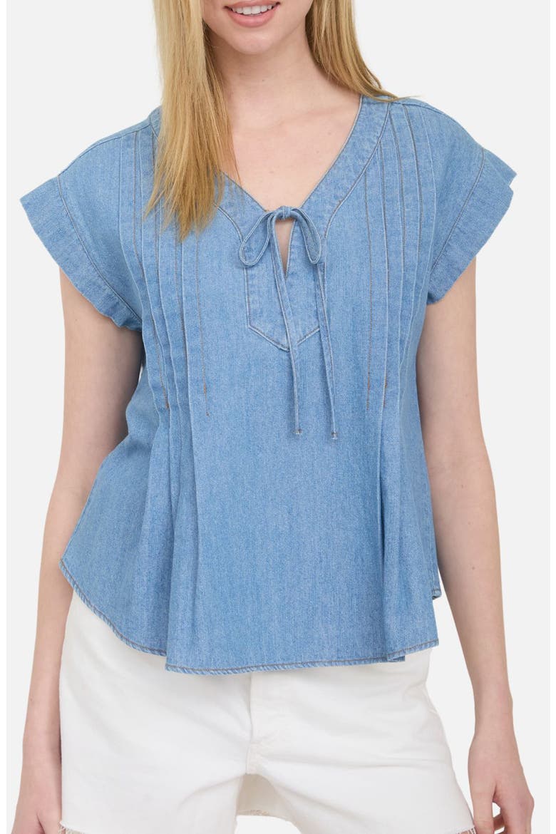 Pleated Chambray Top, Main, color, CHAMBRAY