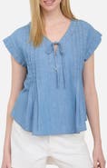 Blu Pepper Pleated Chambray Top