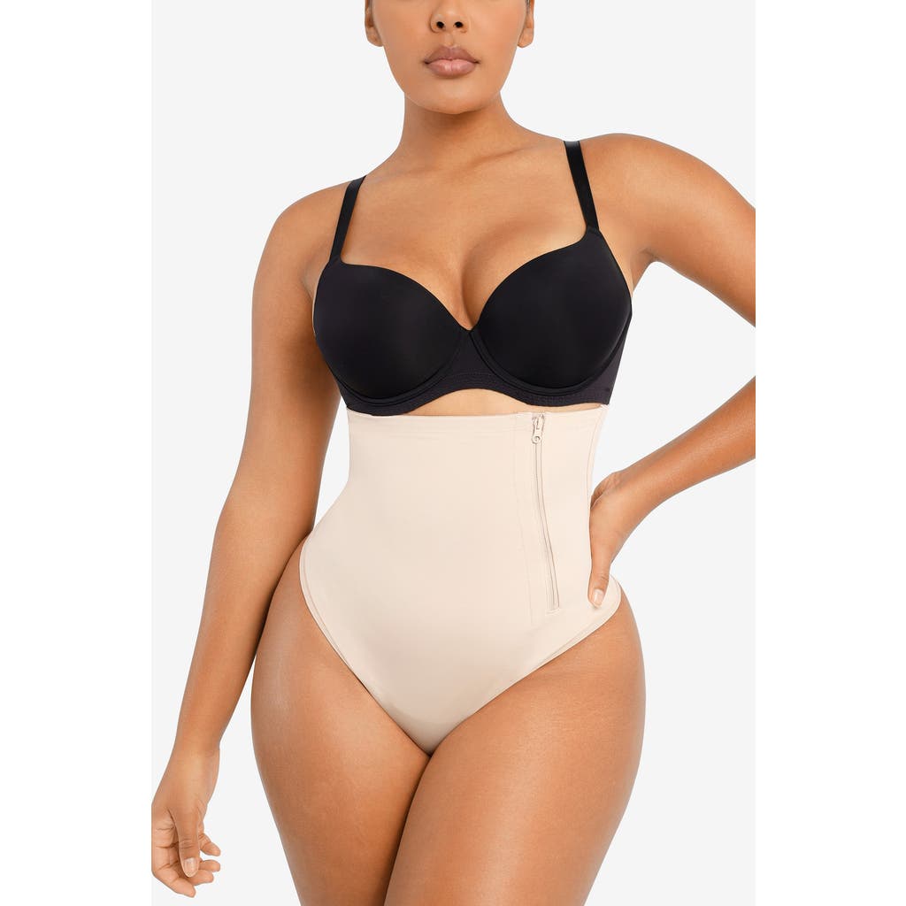 Shapellx Side Zip Shaping Panty In Pinkish Beige