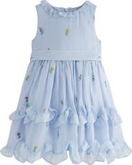 Mini Boden Kids' Embroidered Ruffle Tie Belt Party Dress