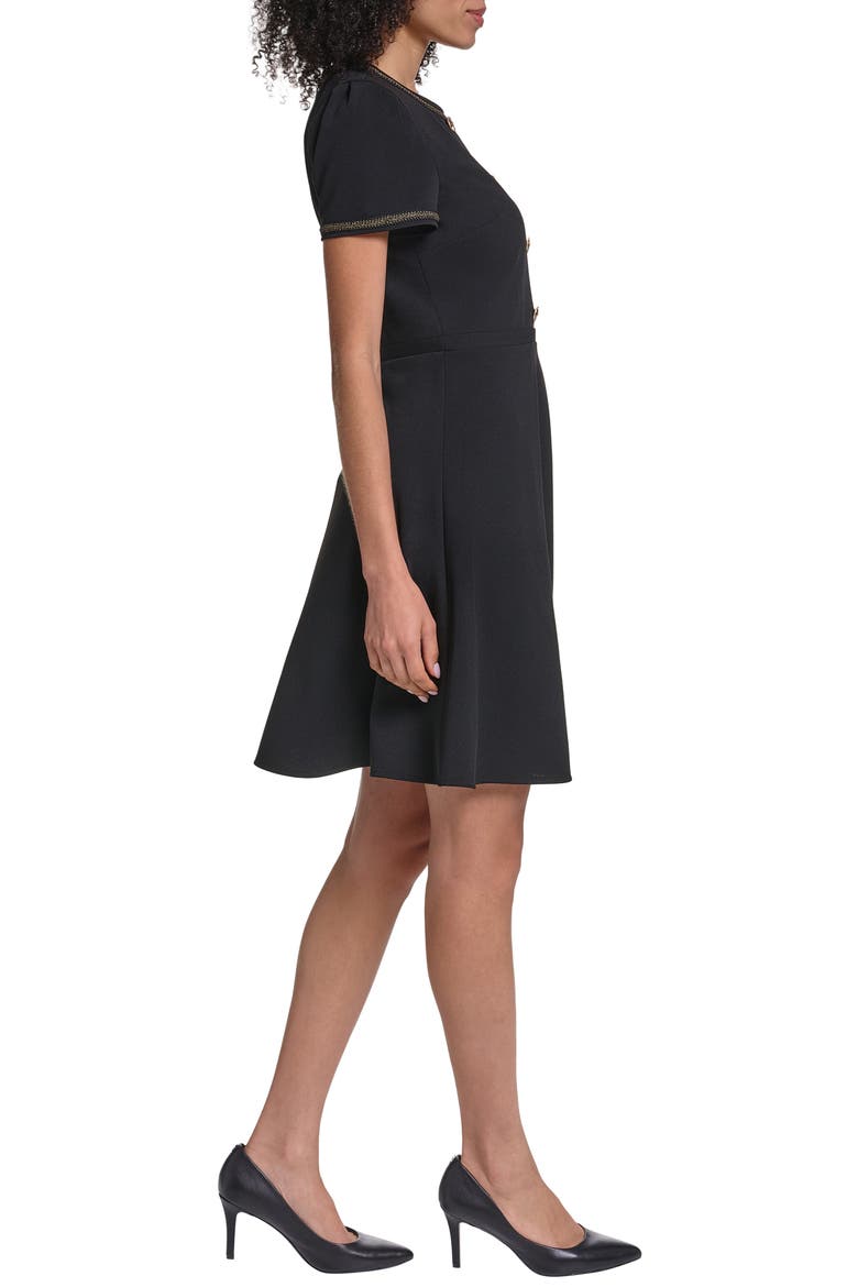 Metallic Detail Scuba Crepe Sheath Dress, Alternate, color, BLACK