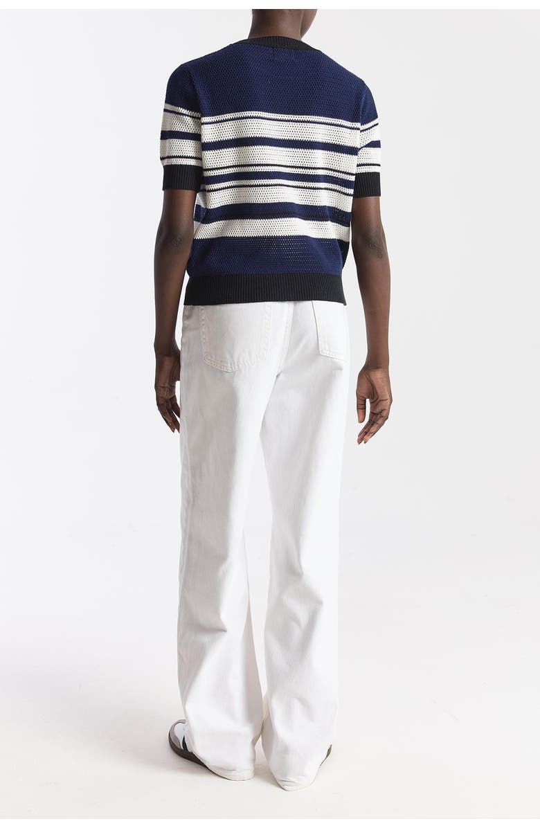 WISPR Textured Stripe Crewneck Top, Alternate, color, Navy/Ivory, Black