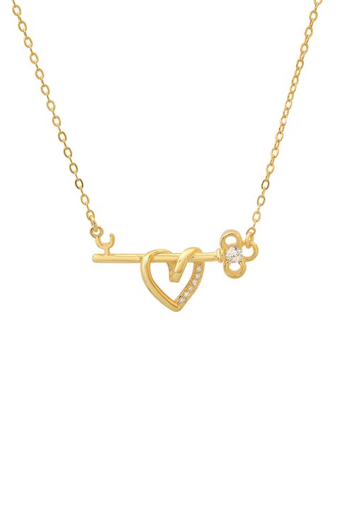 Key to my Heart CZ Bar Necklace