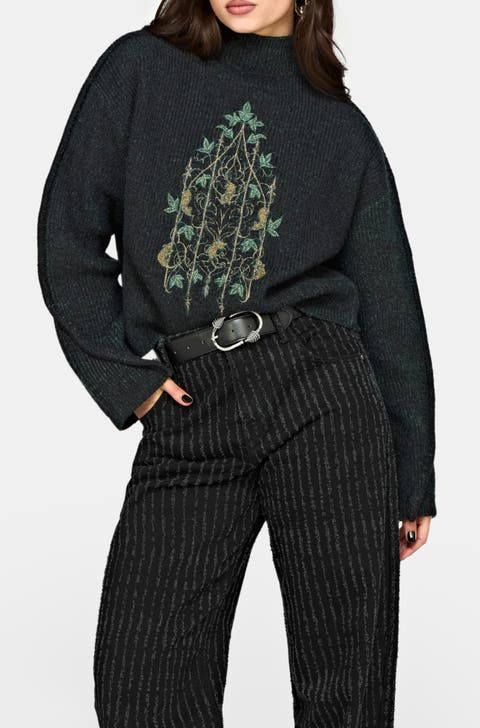 Perla Rat Embroidered Knit Sweater