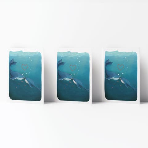 Love/Friendship Greeting Card Pack (3ct) "Whale in Love"