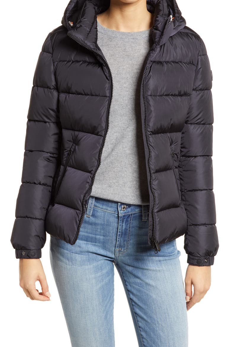Tess Hooded Water Repellent Puffer Jacket, Main, color, BLACK