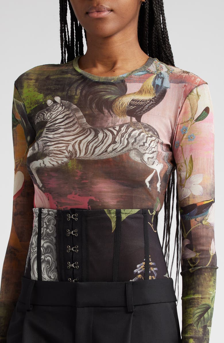 MONSE Mixed Print Mesh Top, Alternate, color, 